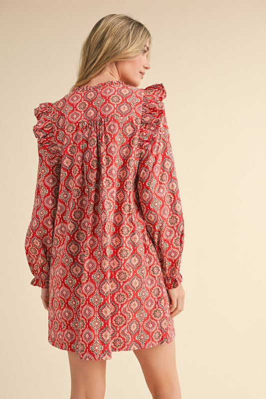 Sweet Annie Ruffle Trim Mini Dress