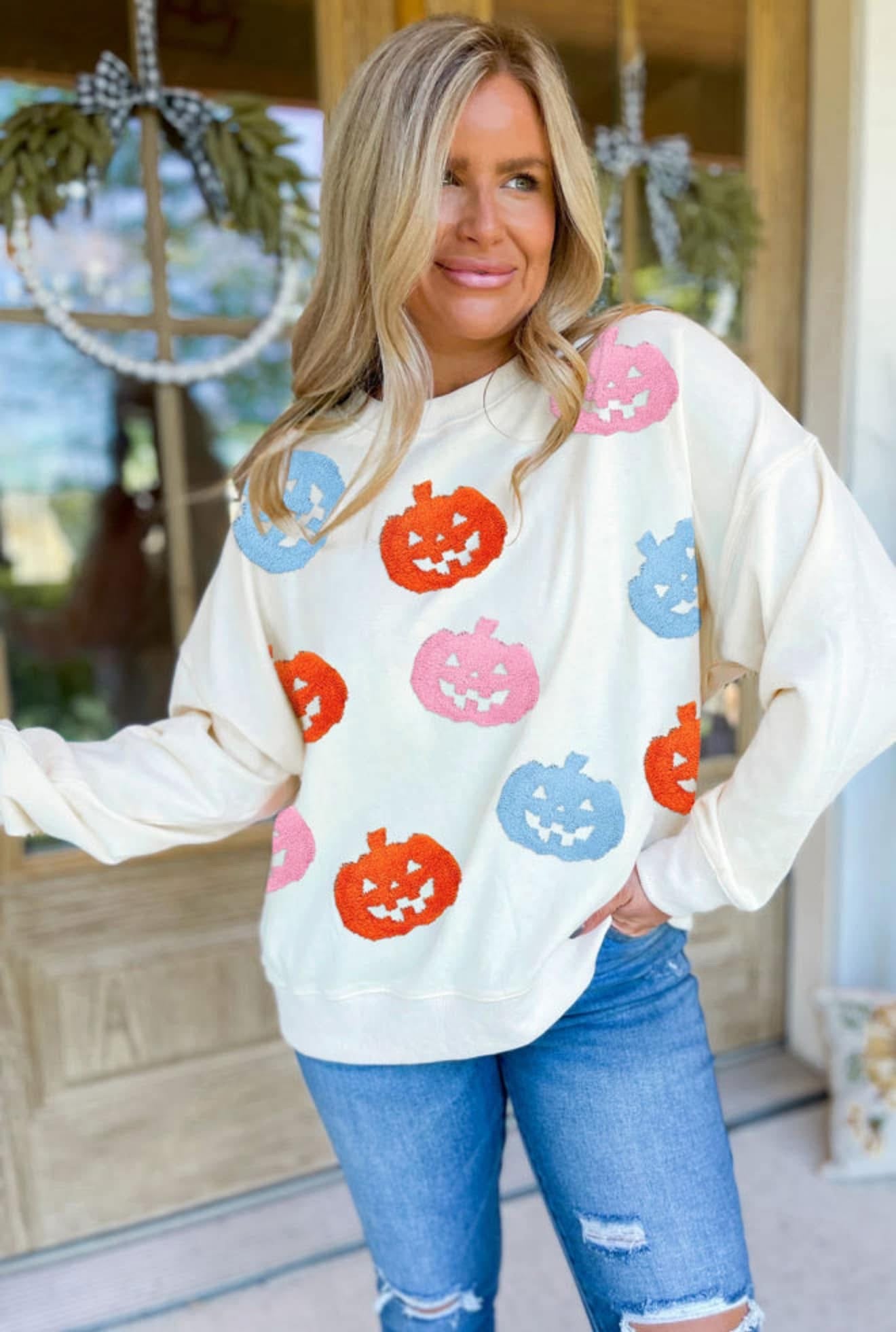 Precious in the Patch Pumpkin Crewneck Pullover