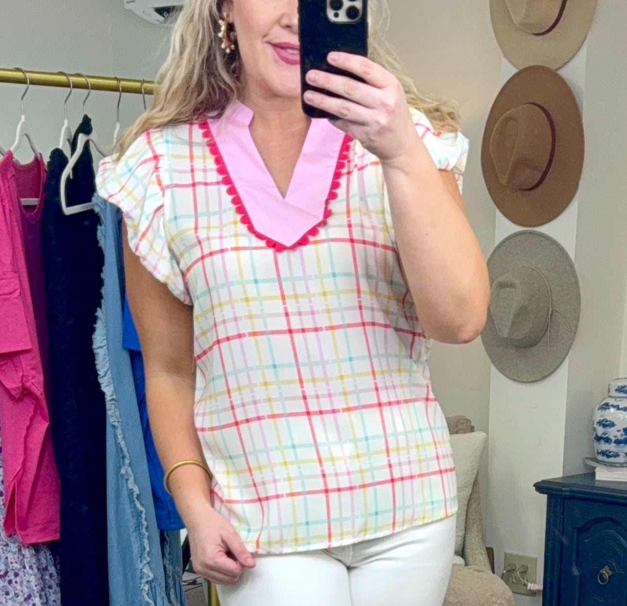 A Dash of Darling Plaid Blouse