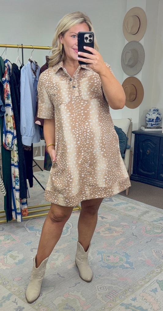 Fawn Over You Deer Print Dress