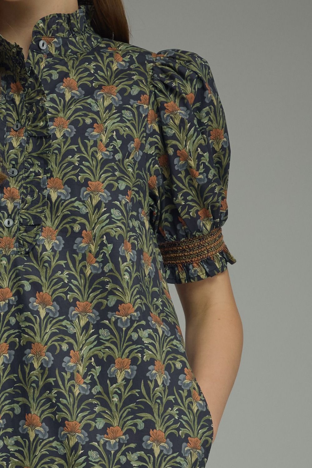 Manor Born Puff Sleeve Midi Dress