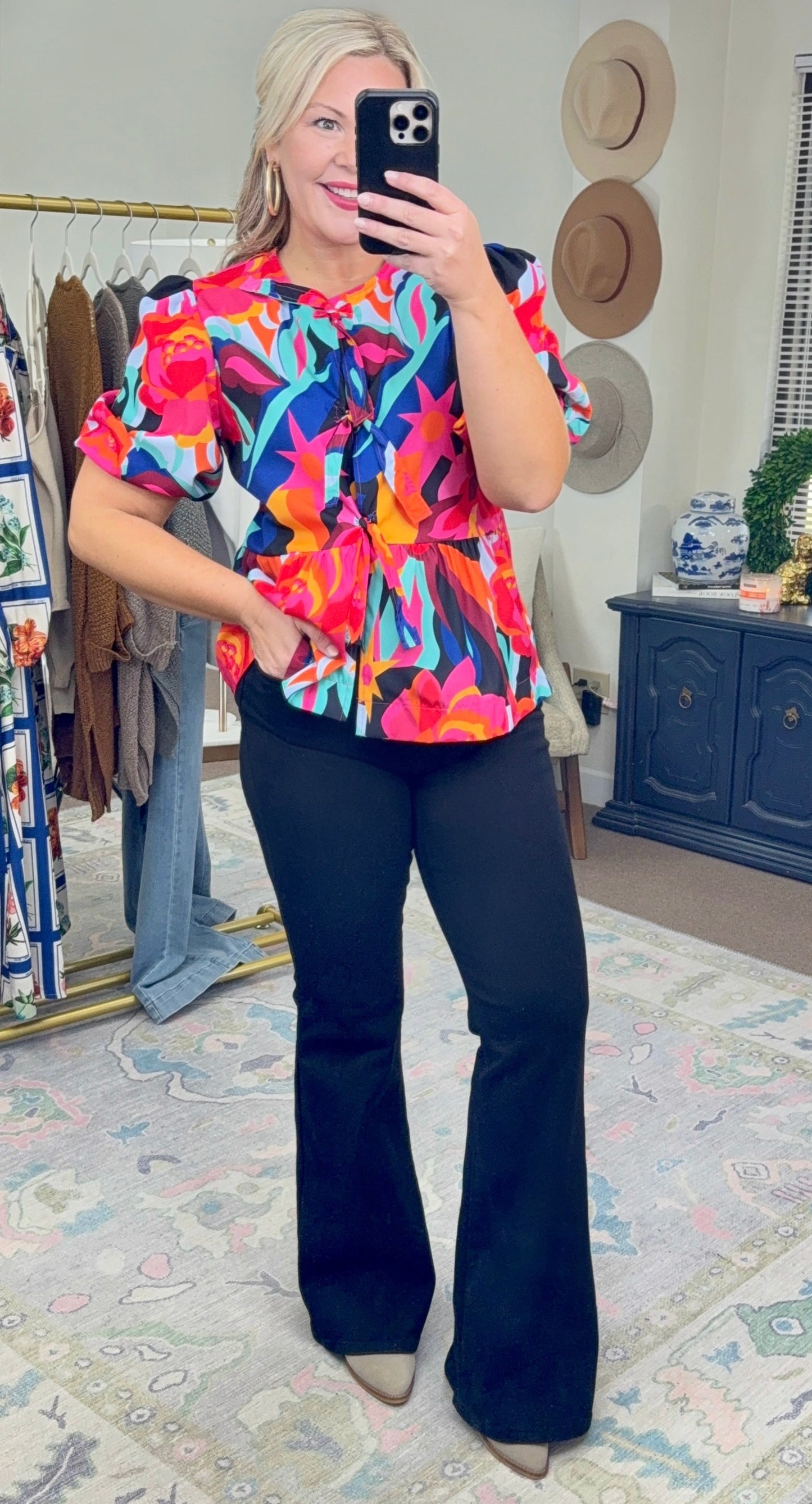 Where There’s Love Printed Bow Blouse
