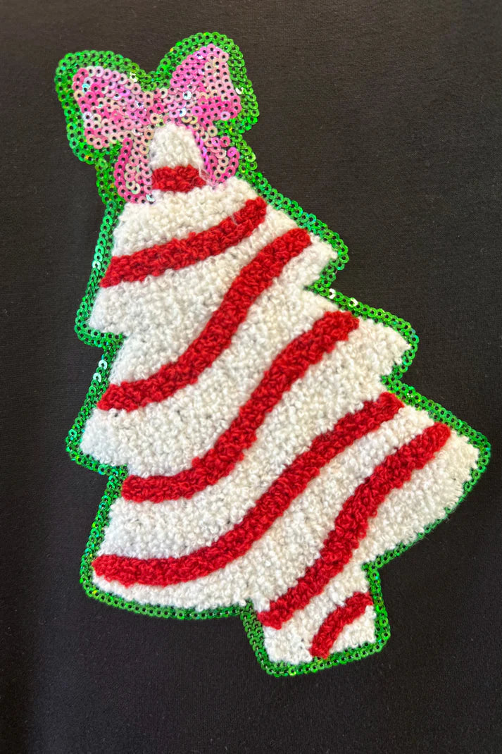 Takes The Cake Sequin Tree Patch Pullover