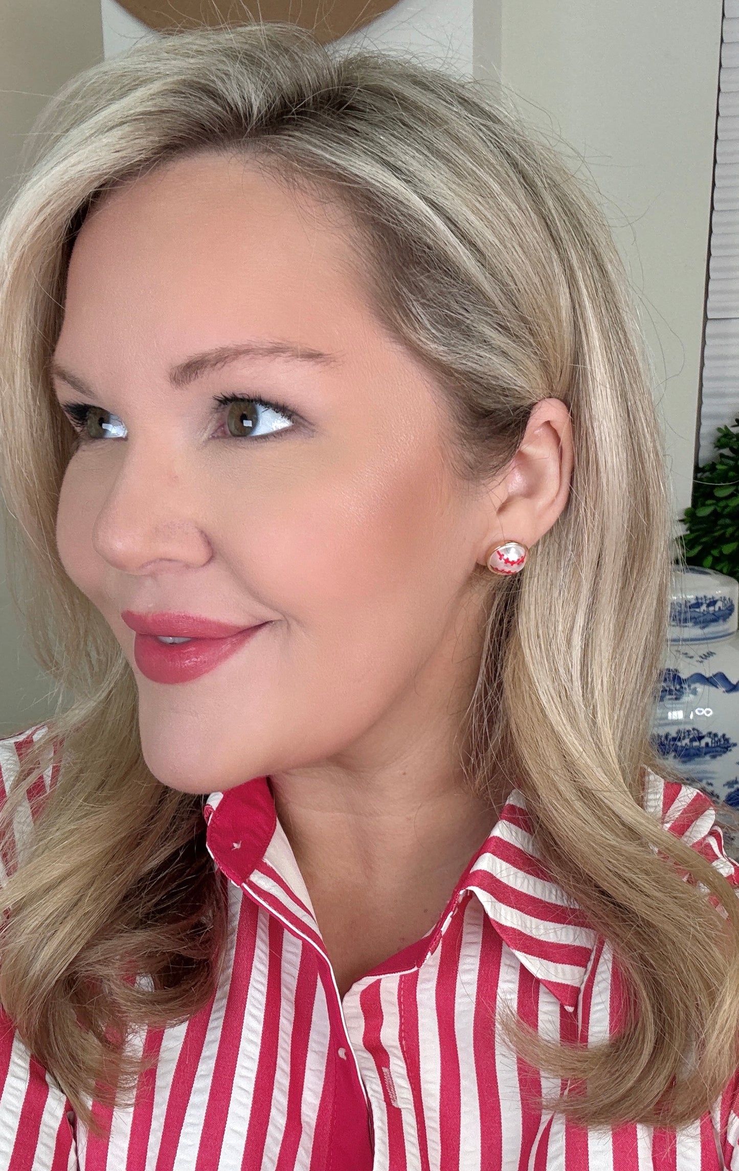 Baseball Pearl Stud Earrings