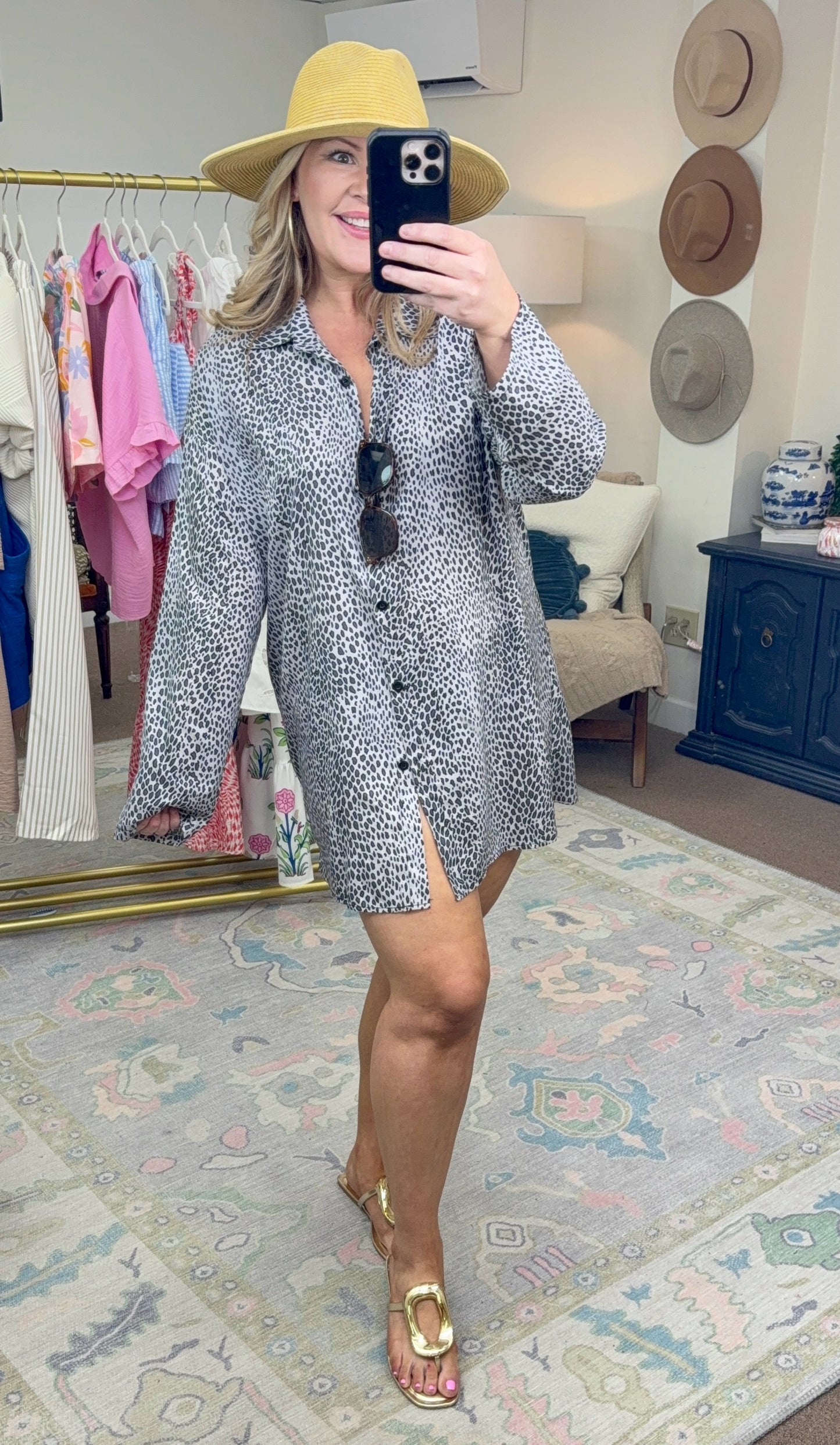 Animal Instinct Printed Button Down Tunic