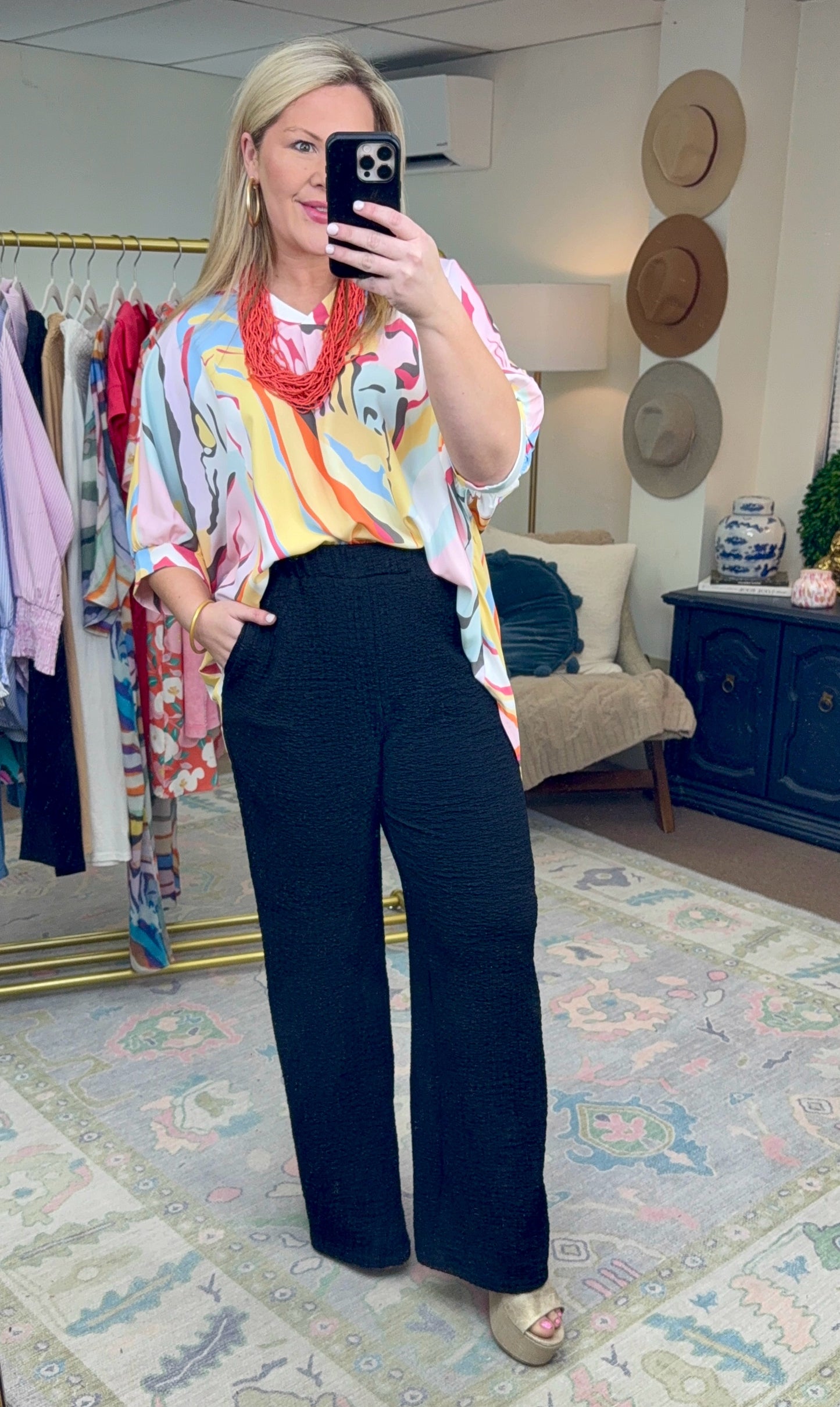 Easy Street Swirl Print Kaftan Blouse