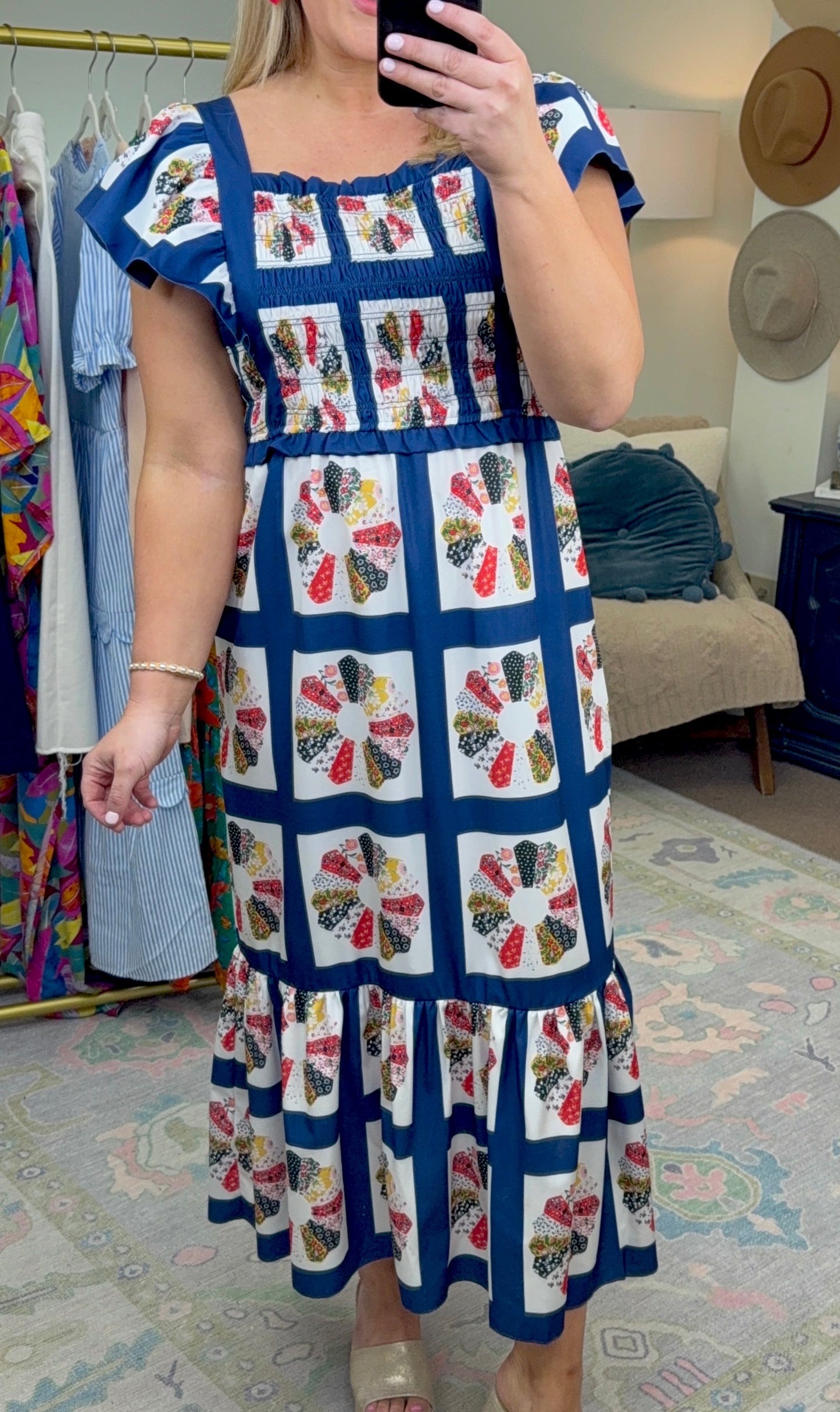 Pieces of Me Printed Flutter Sleeve Dress
