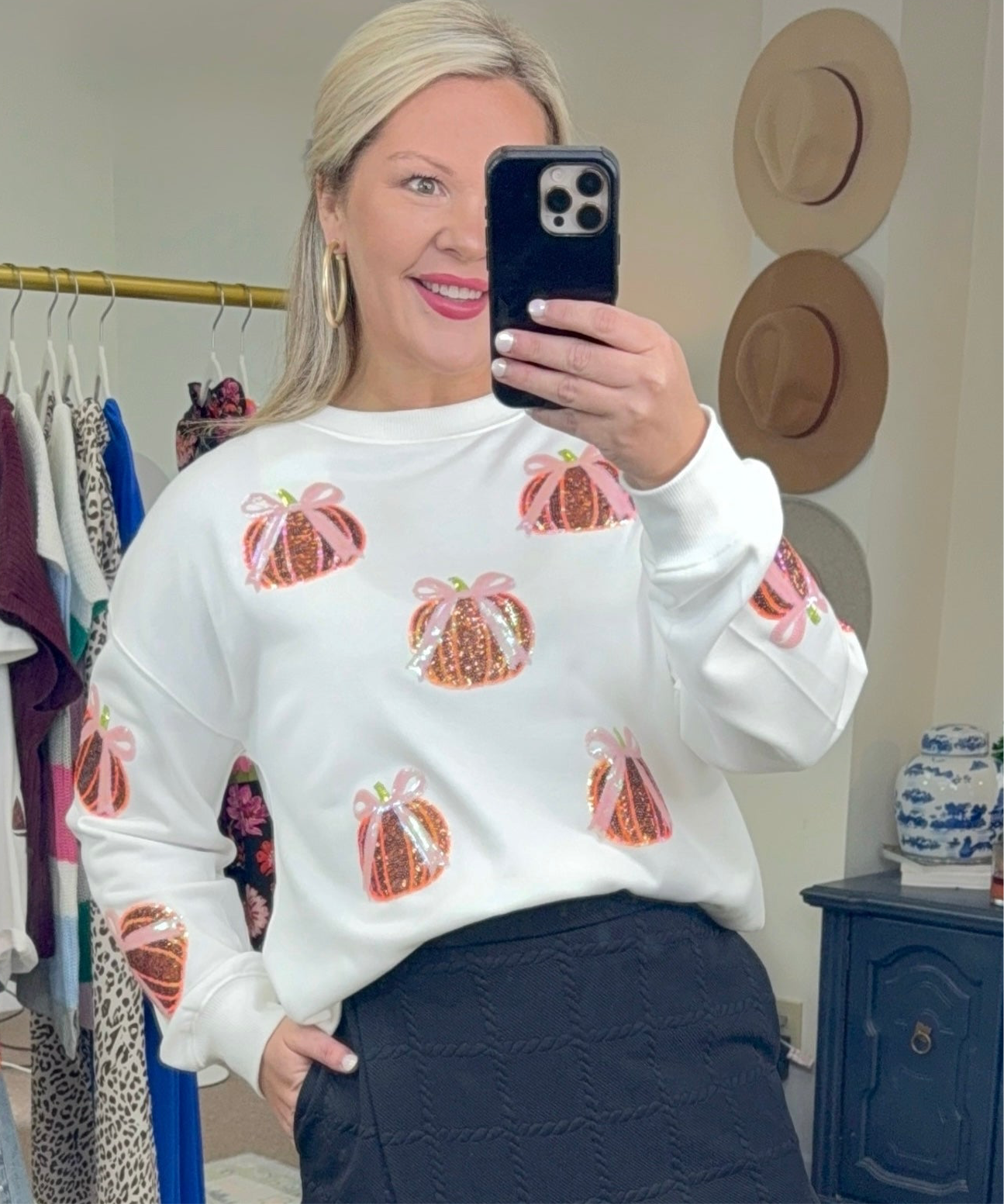 Spice Spice Baby Sequin Pumpkin Crewneck Pullover