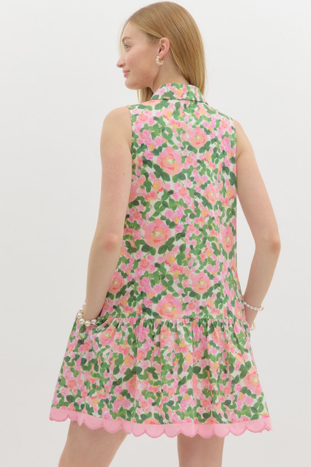 **MORE COLORS** Mod About You Watercolor Printed Scallop Dress