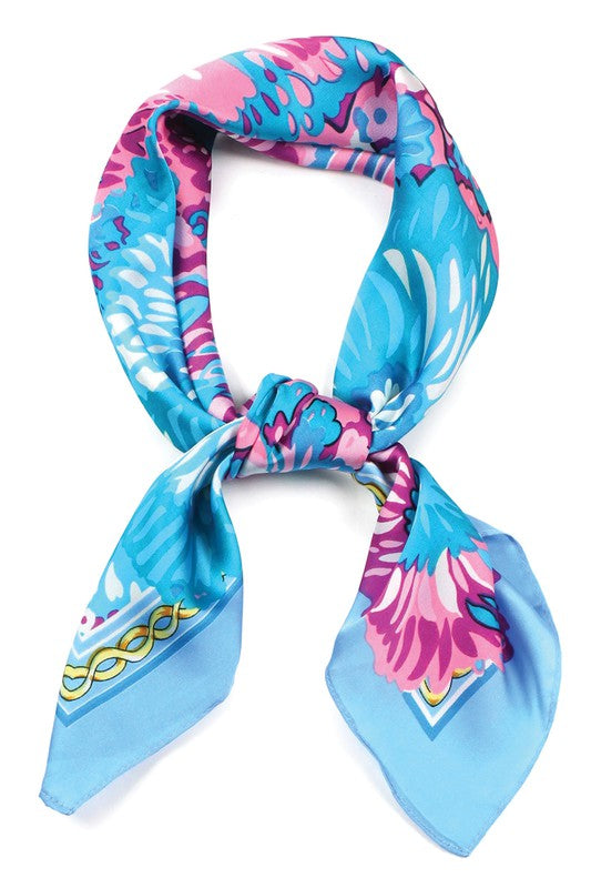 Turquoise Sunday Best Abstract Silk Neck Scarf