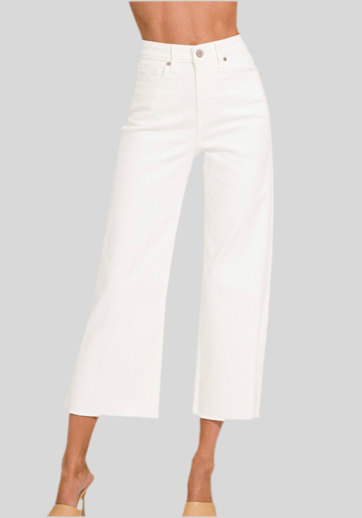 ✨RESTOCK✨ Bless It White Raw Hem Wide Crop Denim