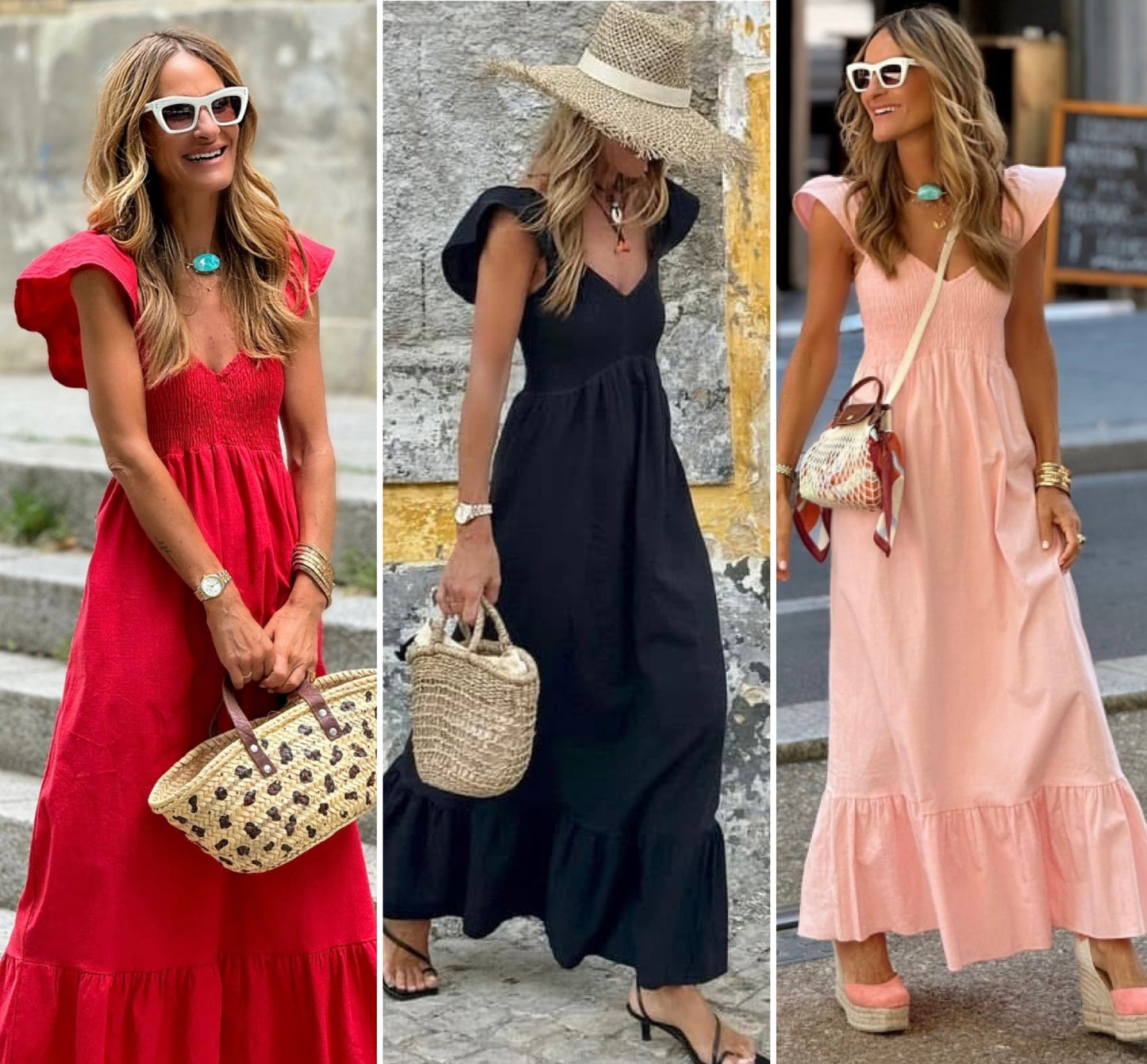 **More Colors** Makes Me Wonder Smocked Flutter Sleeve Maxi Dress
