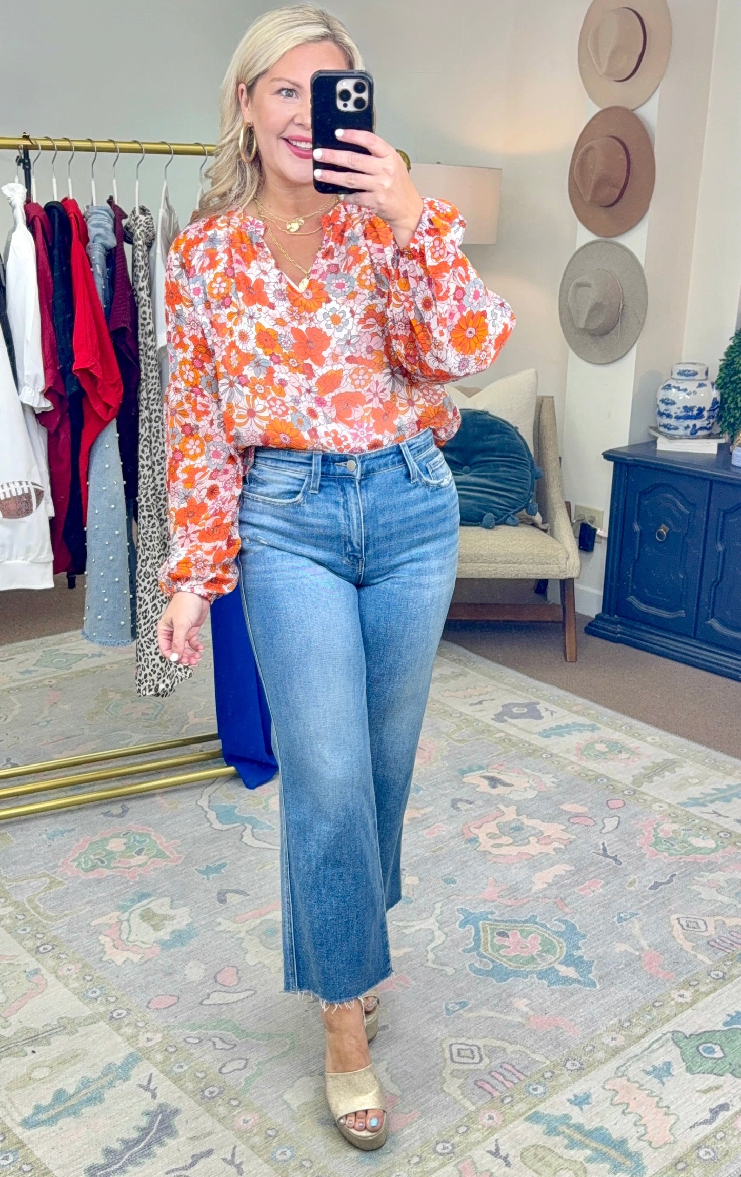 Among the Wildflowers Retro Print Blouse