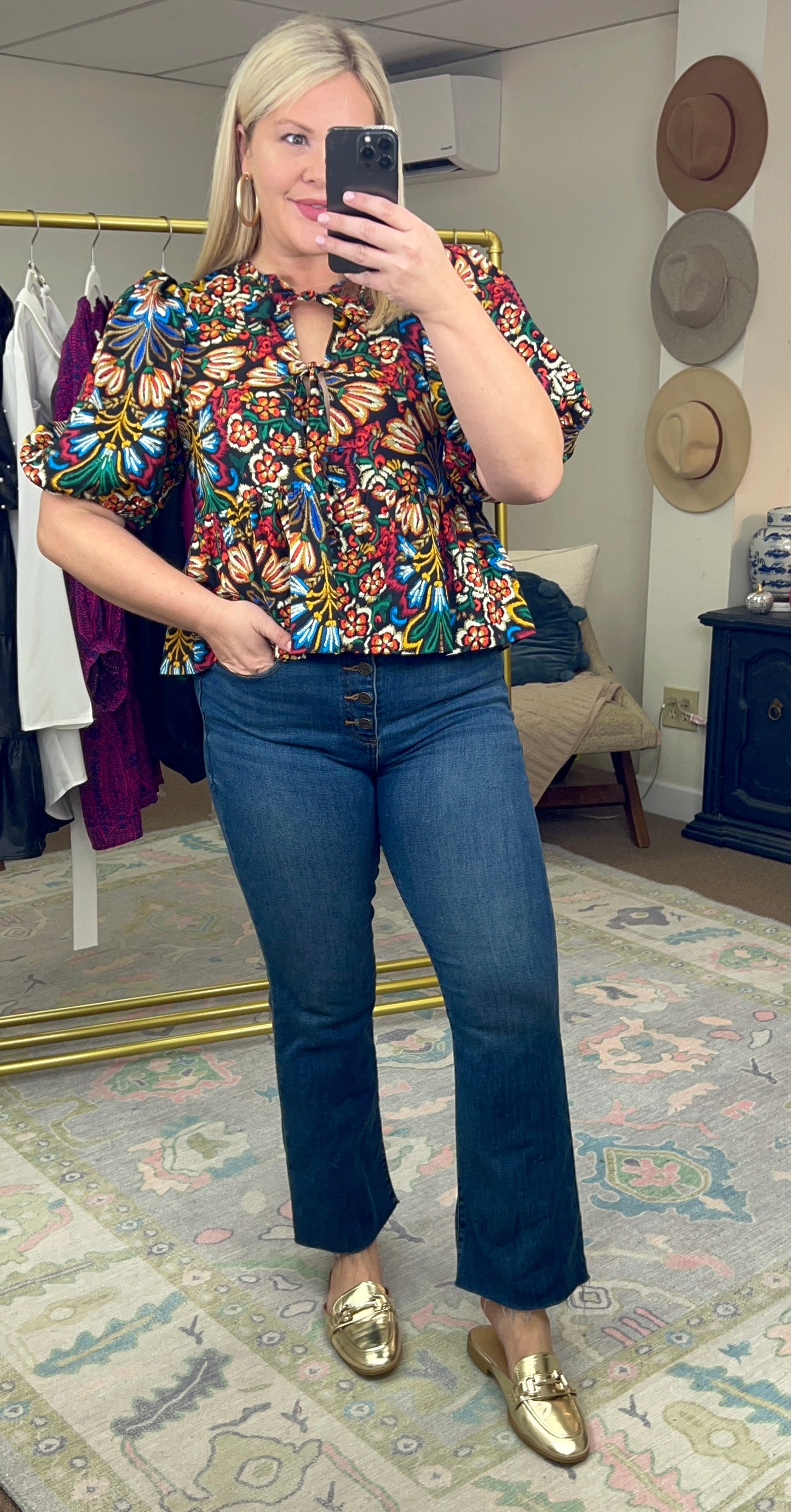 You Alone Print Poplin Knot Blouse