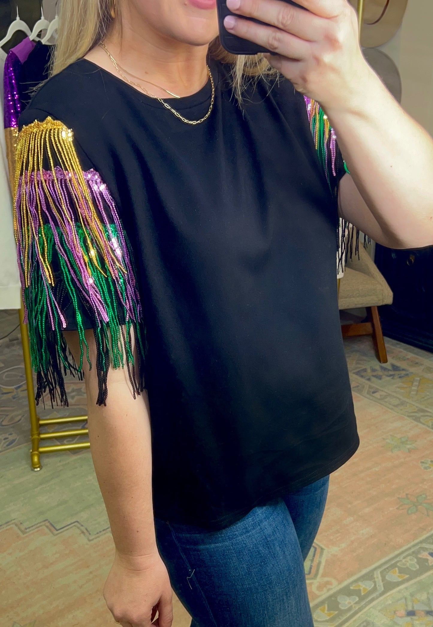 Mardi Gras Fringe Top