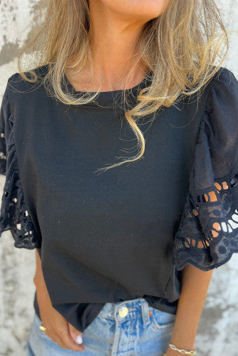 **MORE COLORS** Eye for an Eyelet Scalloped Sleeve Tee