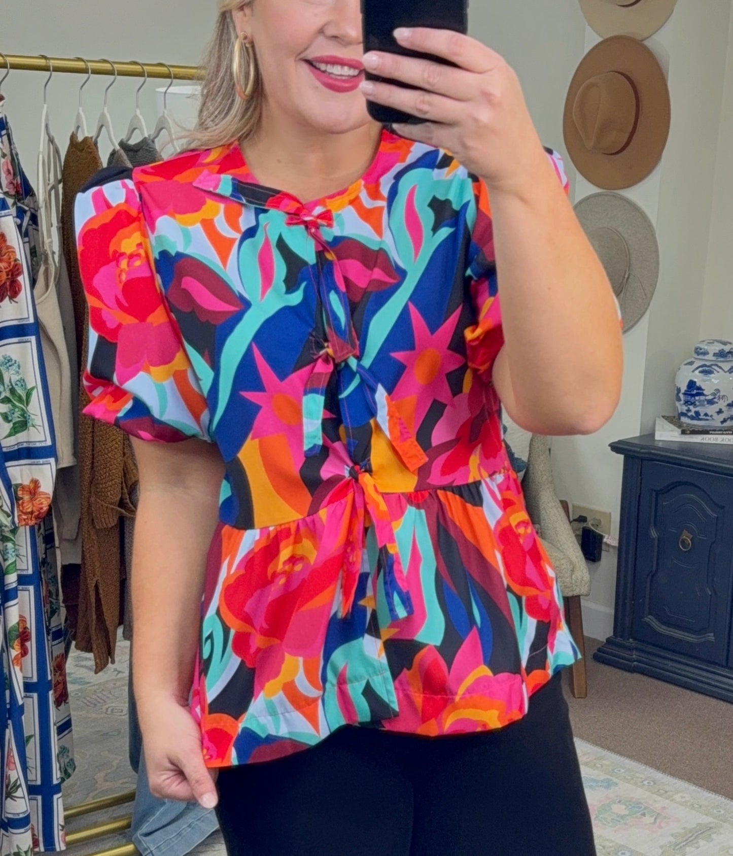 Where There’s Love Printed Bow Blouse