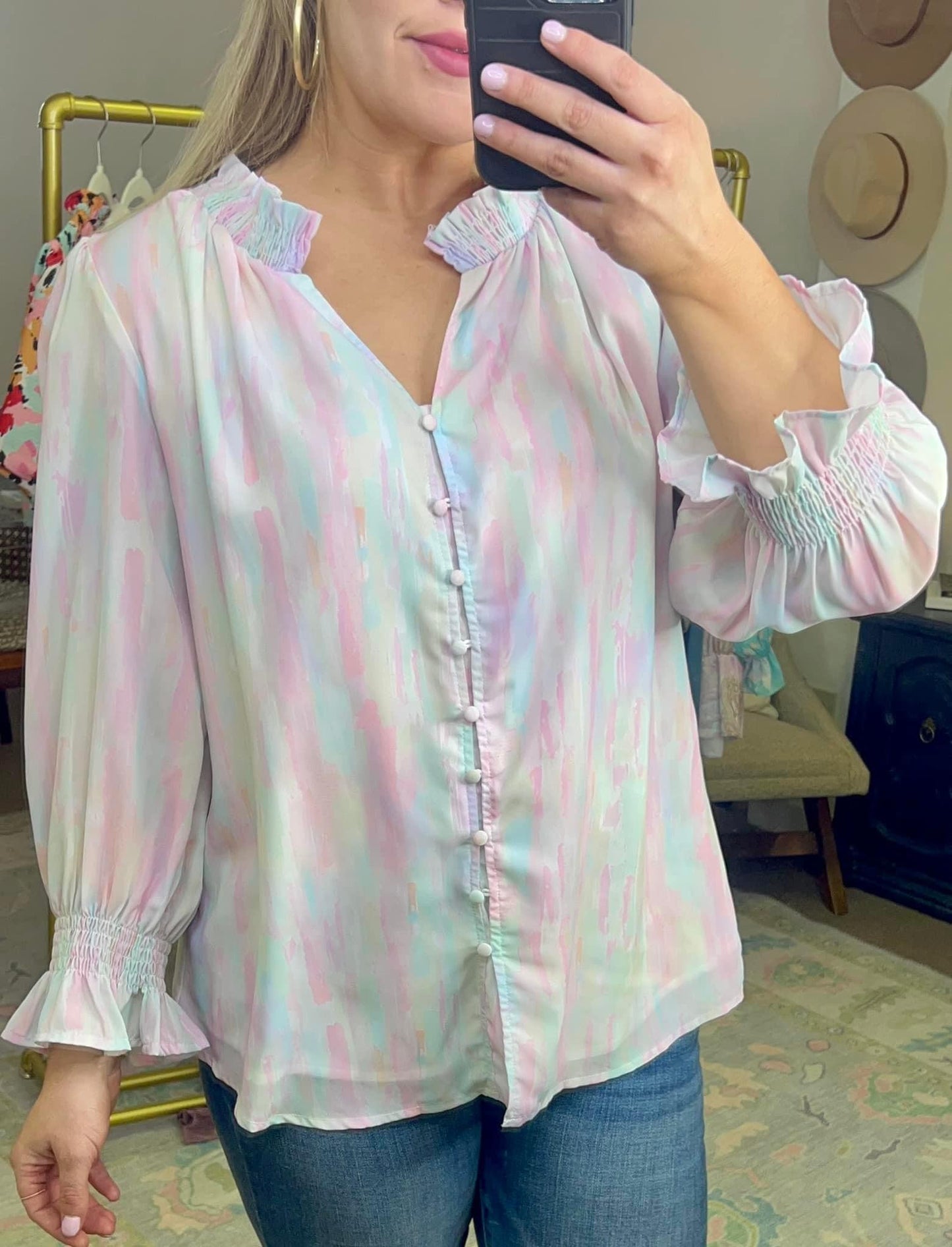 Pastel Frill Flounce Blouse