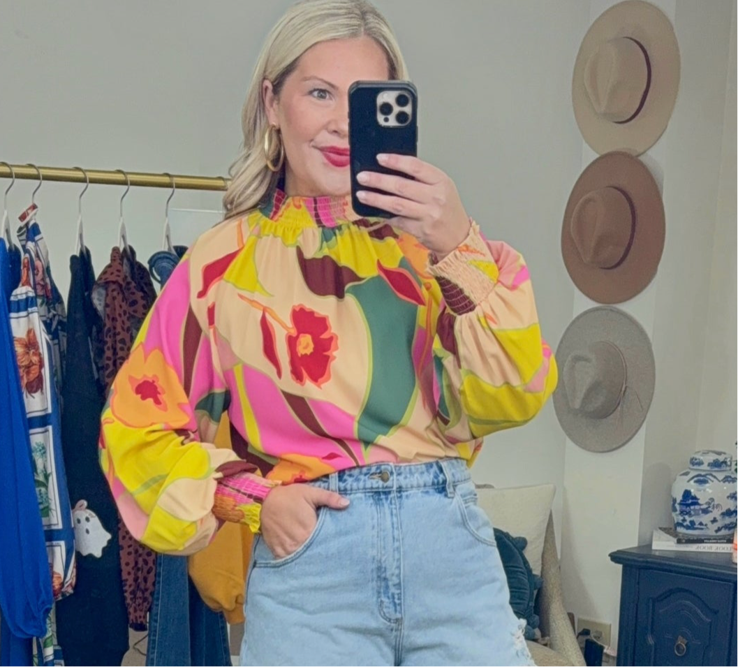 Groovy Garden Retro Print Blouse