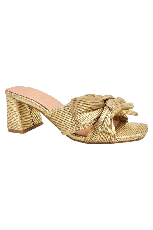 Splendid Style Metallic Bow Block Heels