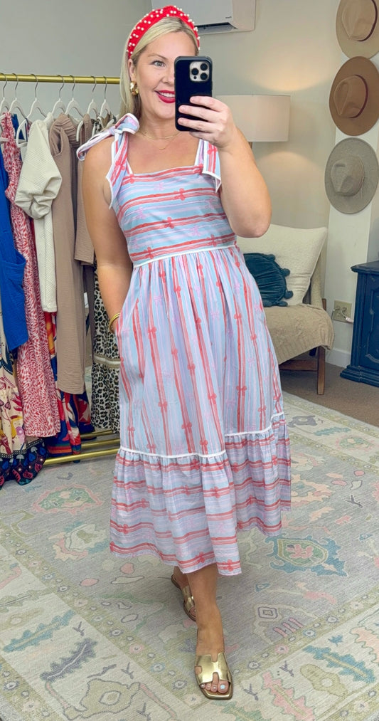 Love Me True Bow Print Midi Dress