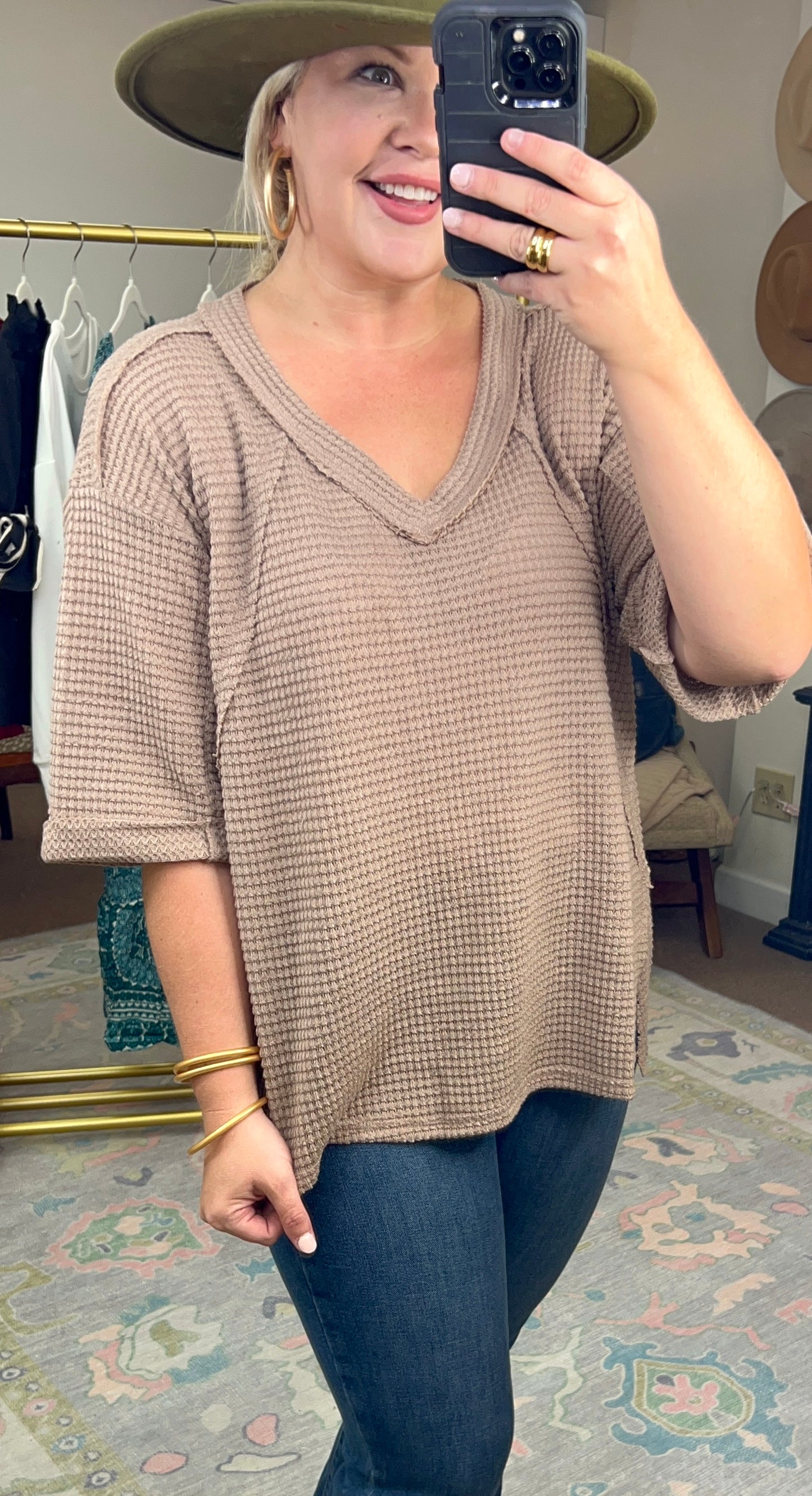 Maxing And Relaxing Waffle Knit Top