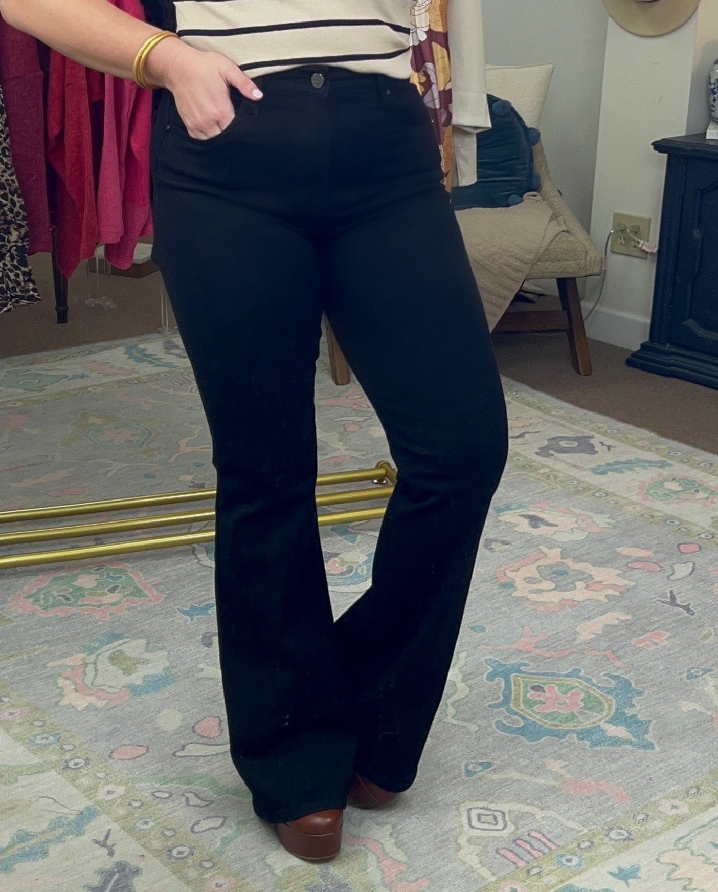 Make My Day Black Flare Jeans