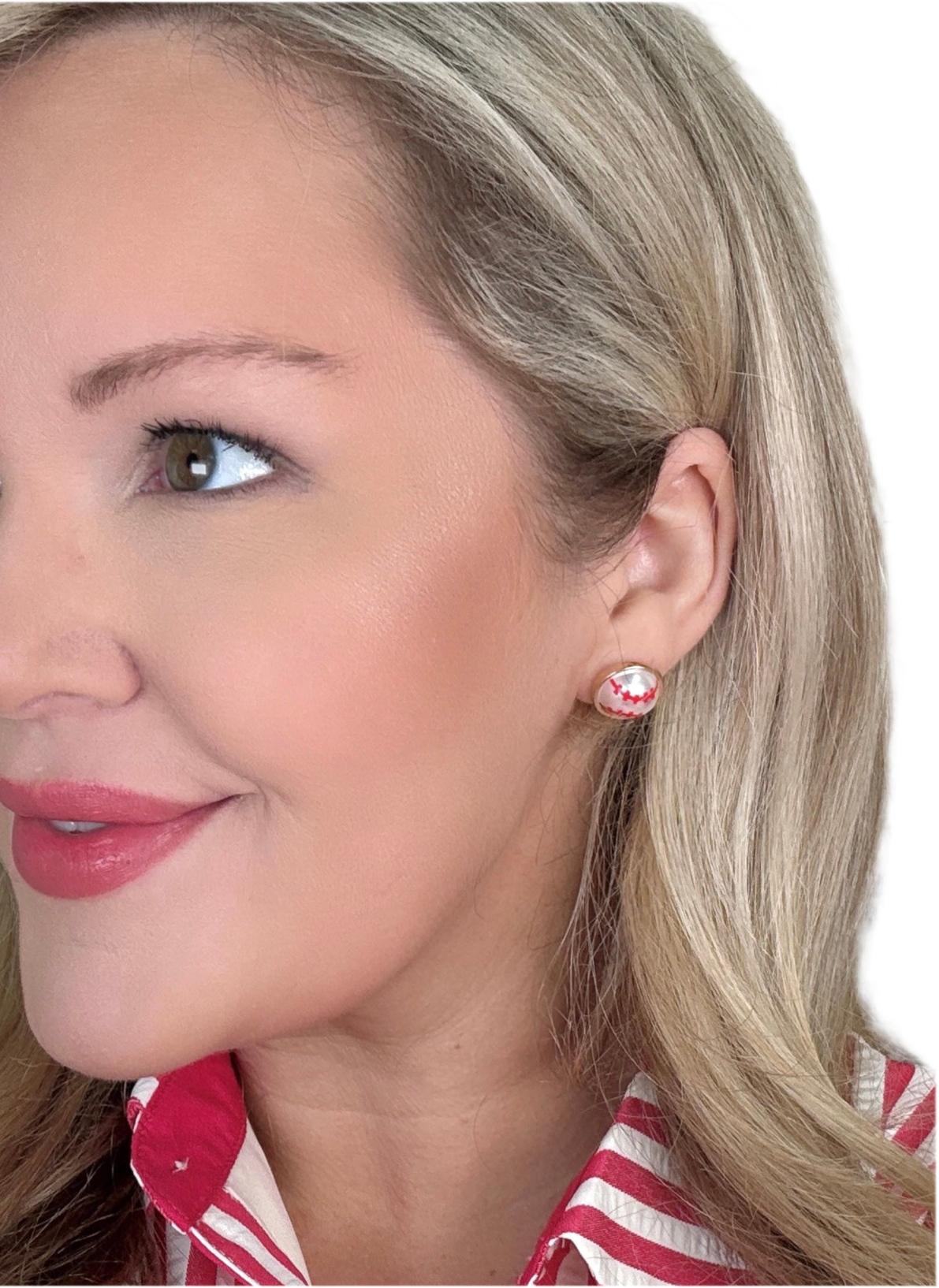 Baseball Pearl Stud Earrings