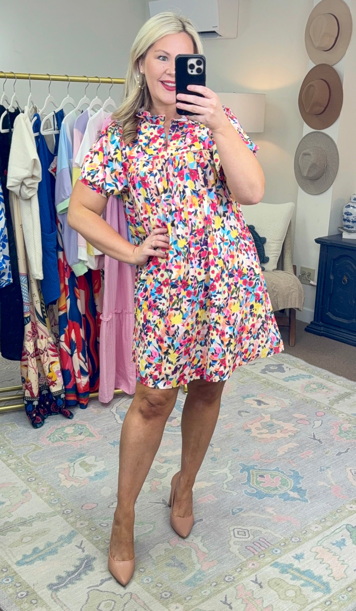 Forever Amen Watercolor Print Babydoll Dress