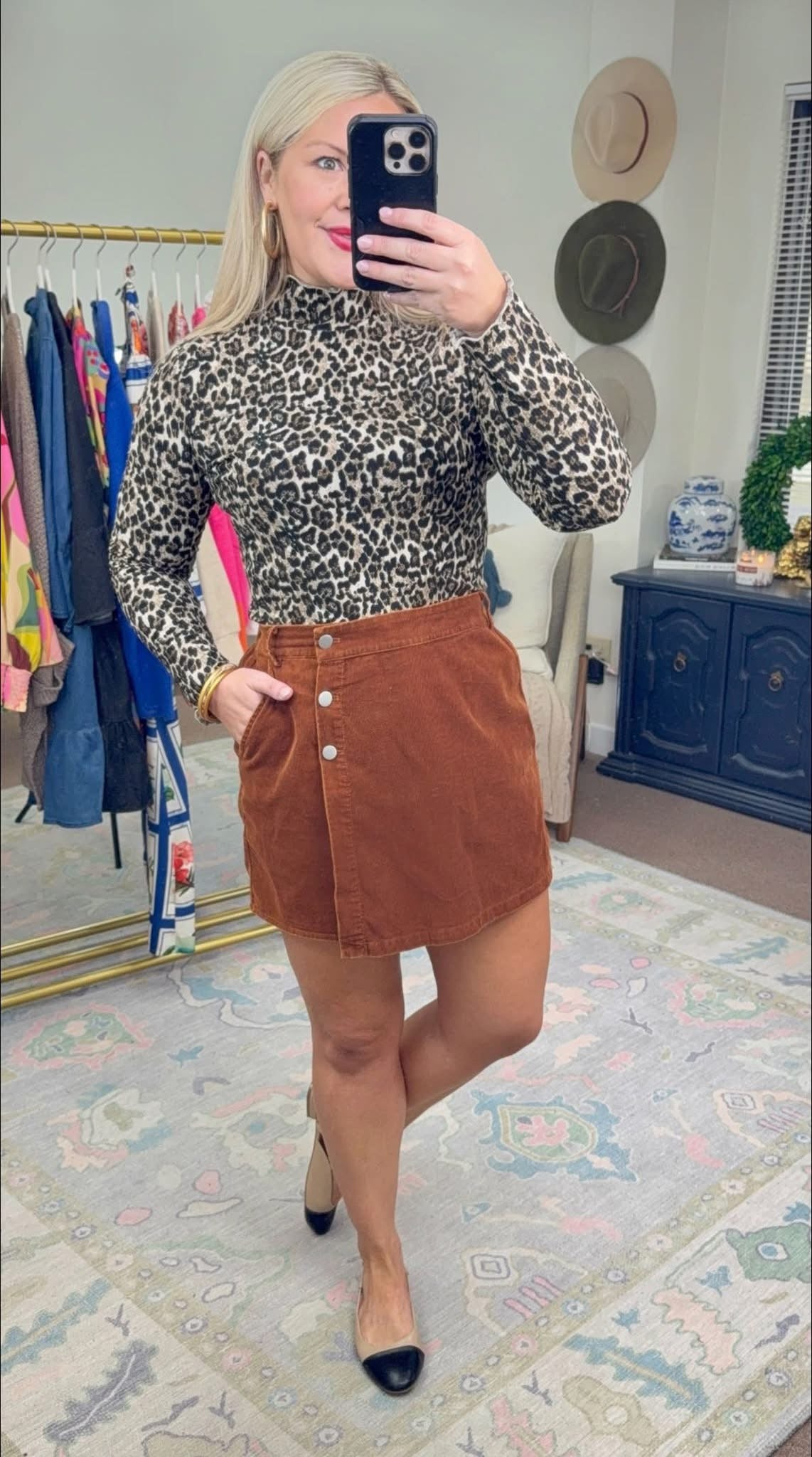 **MORE COLORS** Proper Poise Button Up Corduroy Skort