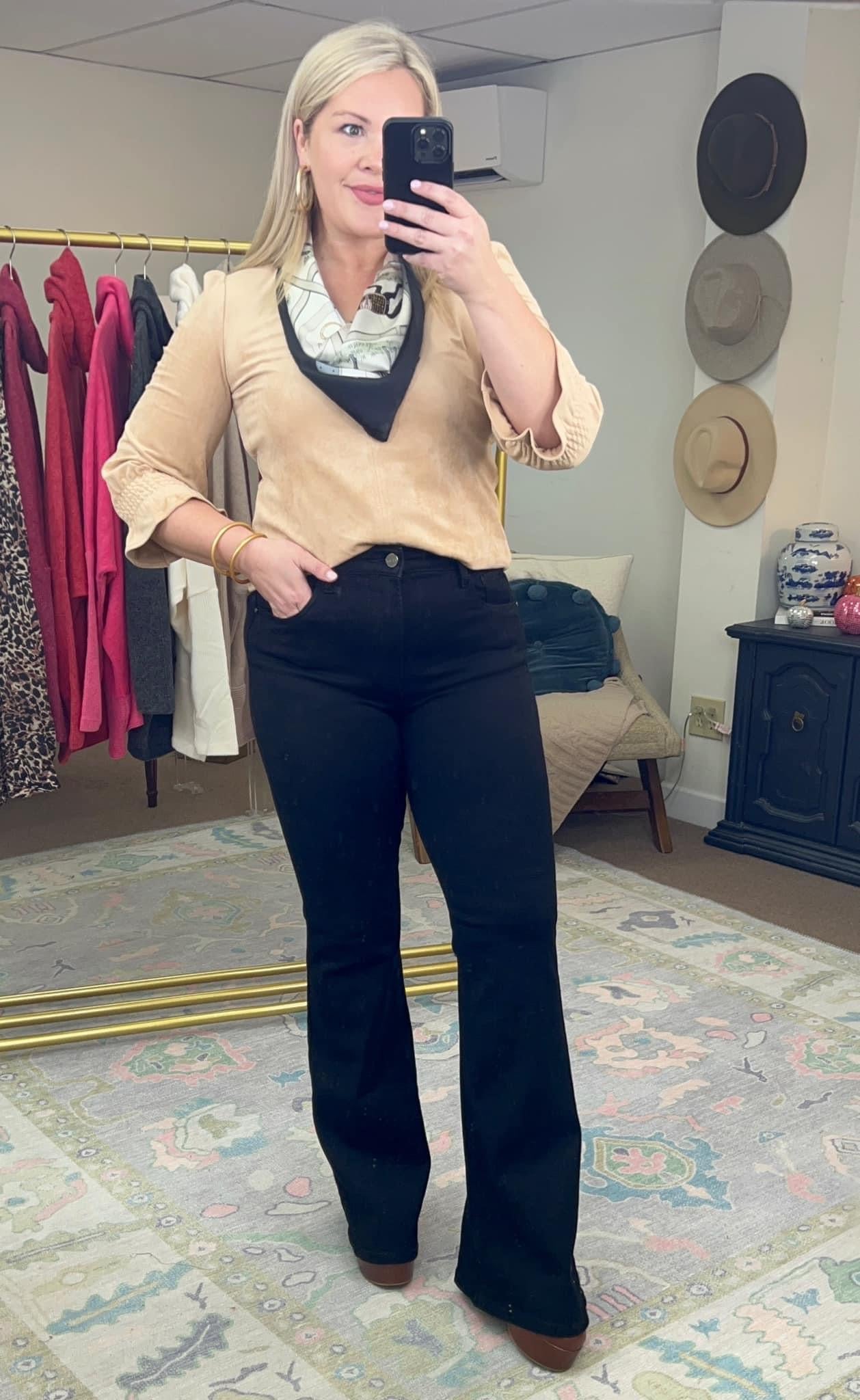 Make My Day Black Flare Jeans
