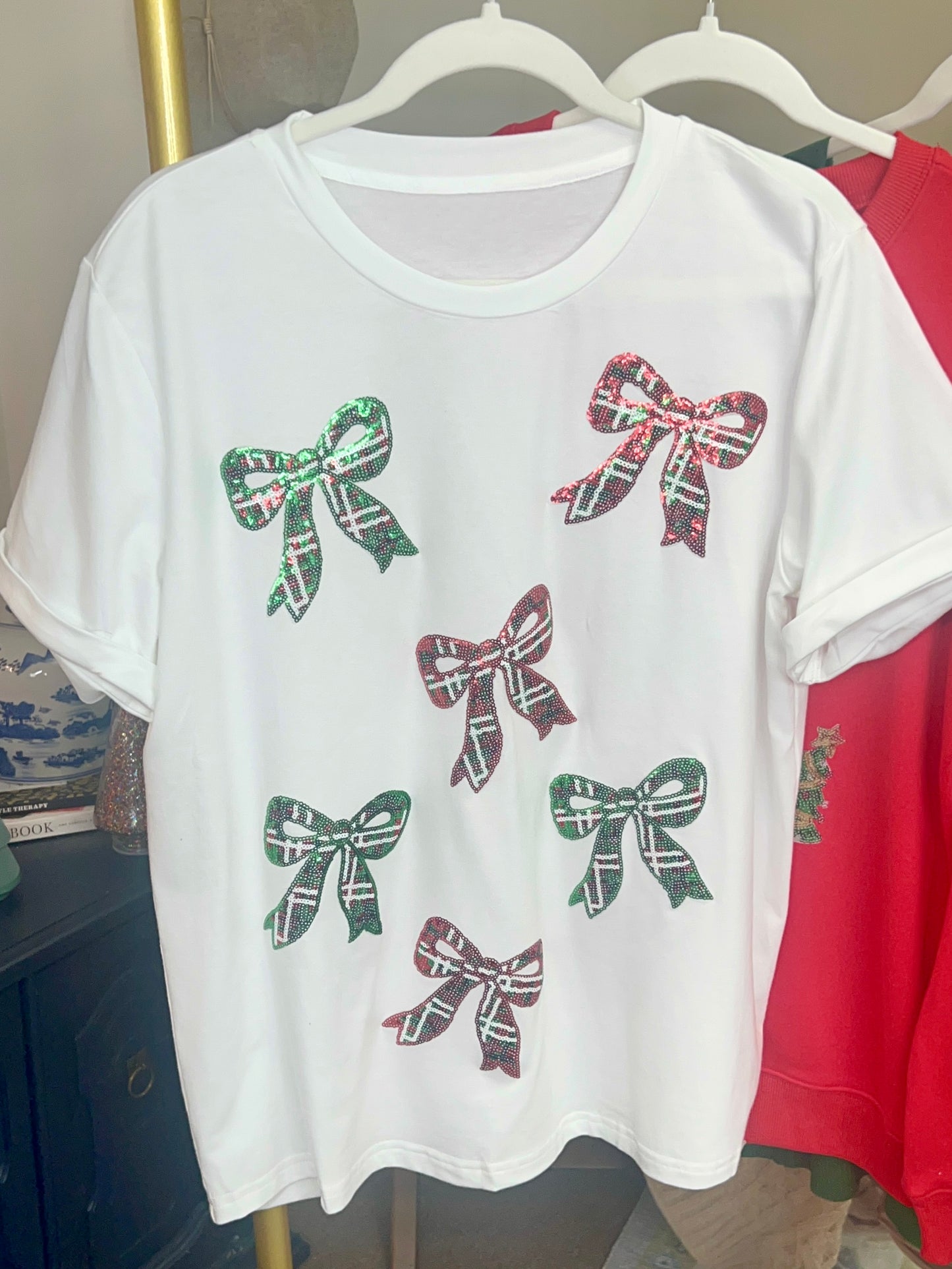 Festive Flair Bow Sequin Tee