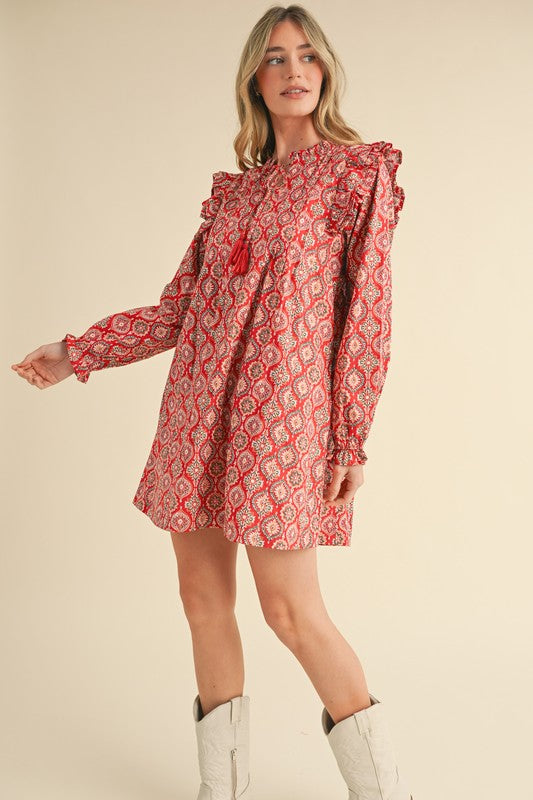 Sweet Annie Ruffle Trim Mini Dress