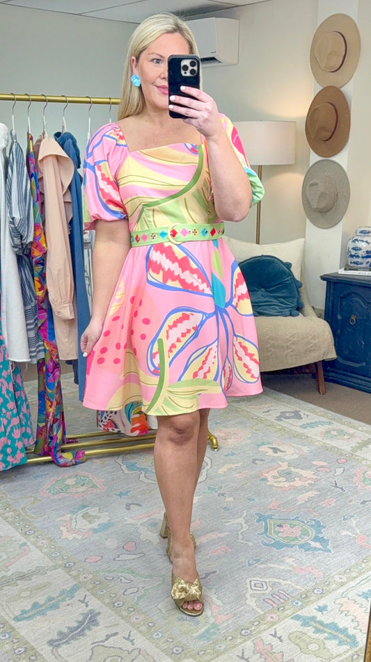 Color Your World Belted Mini Dress