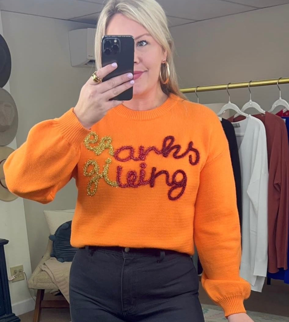 Thanksgiving Ombre Tinsel Script Sweater