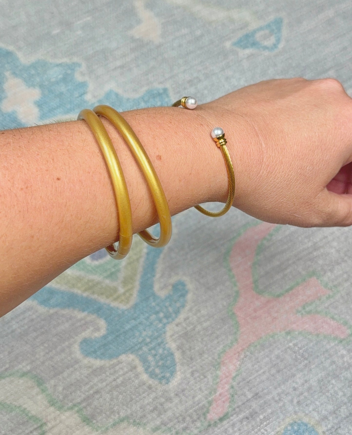 Sweet Addition Pearl Coil Cuff Bracelet
