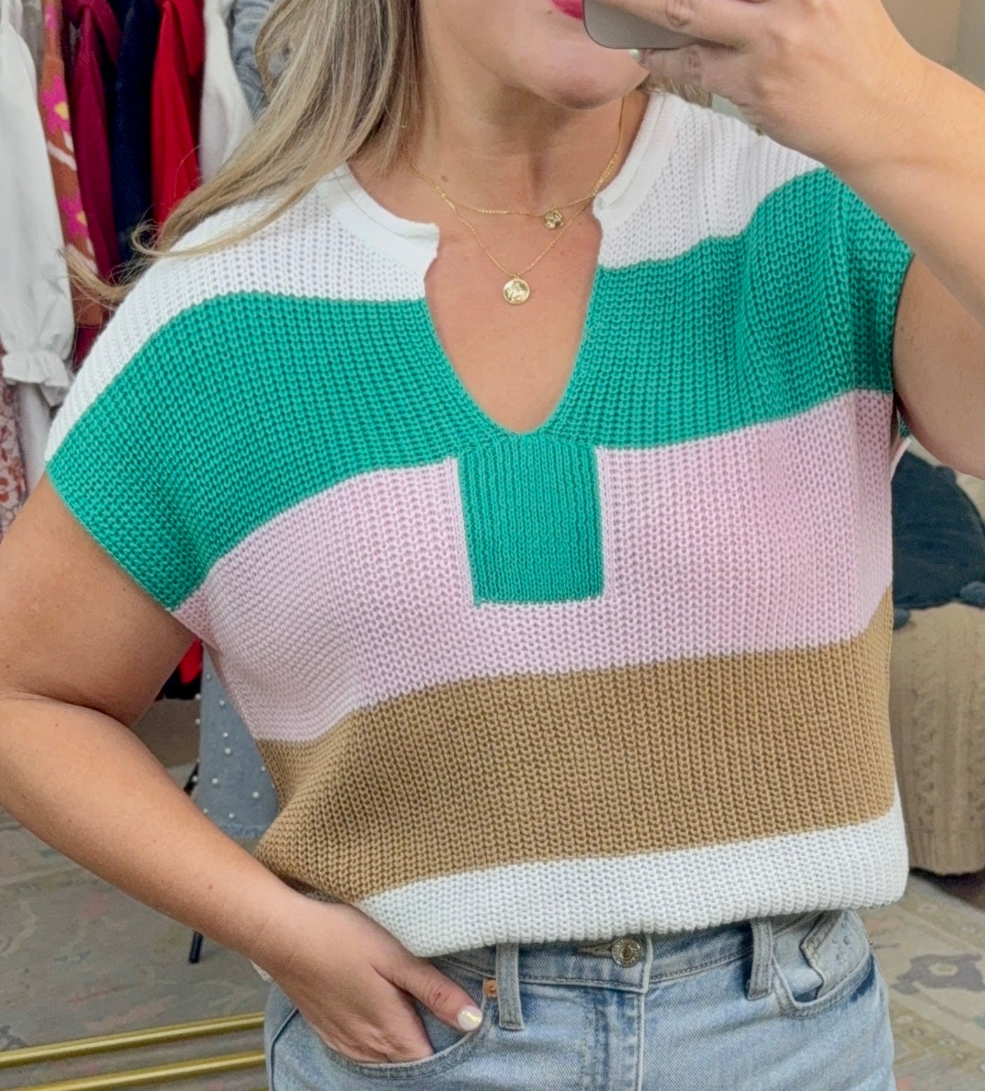 Polaroid of Perfection Color Block Knit Top