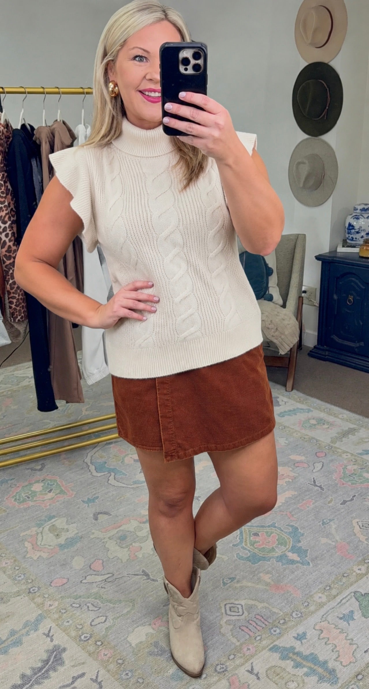 That Girl Ruffle Sleeve Cable Knit Top