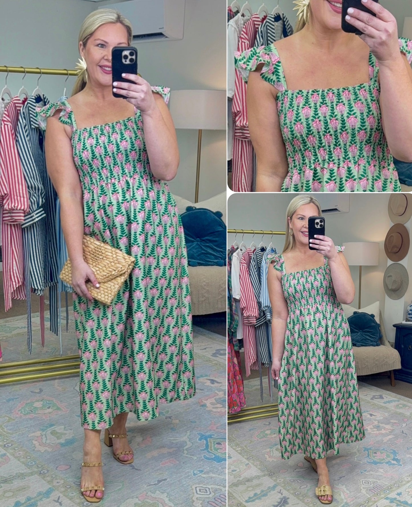 Fields of Grace Floral Print Smocked Dress