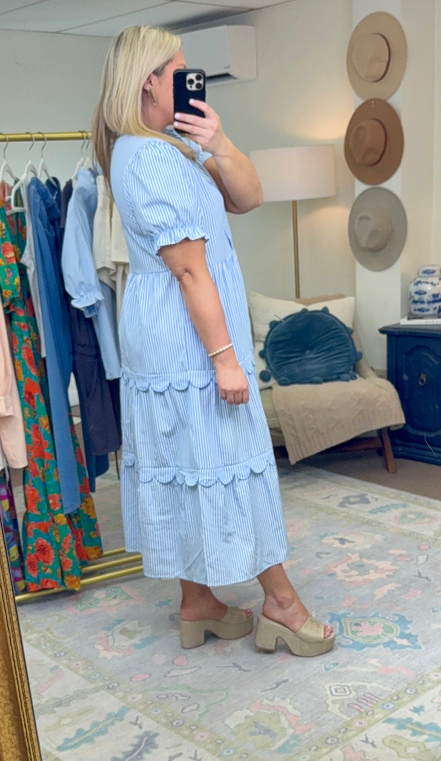 All Eyes on Me Scalloped Tiered Dress