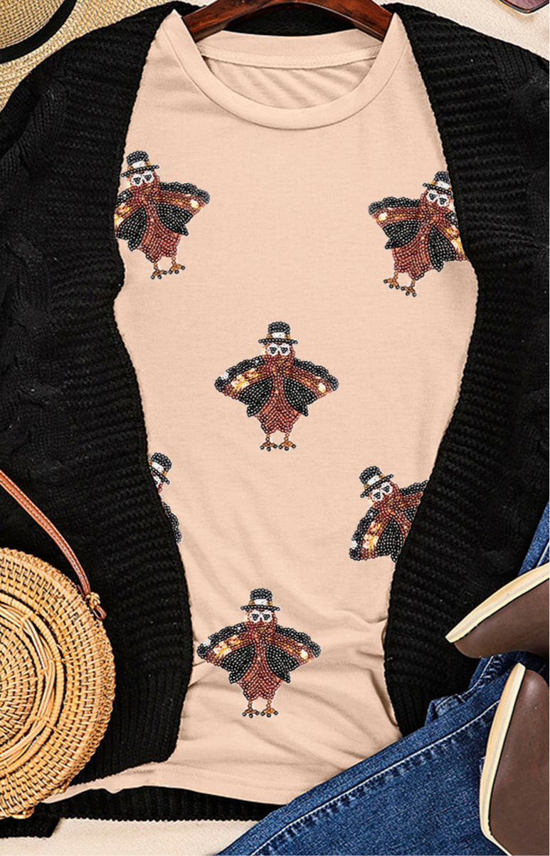 Get Stuffed Sequin Turkey Tee