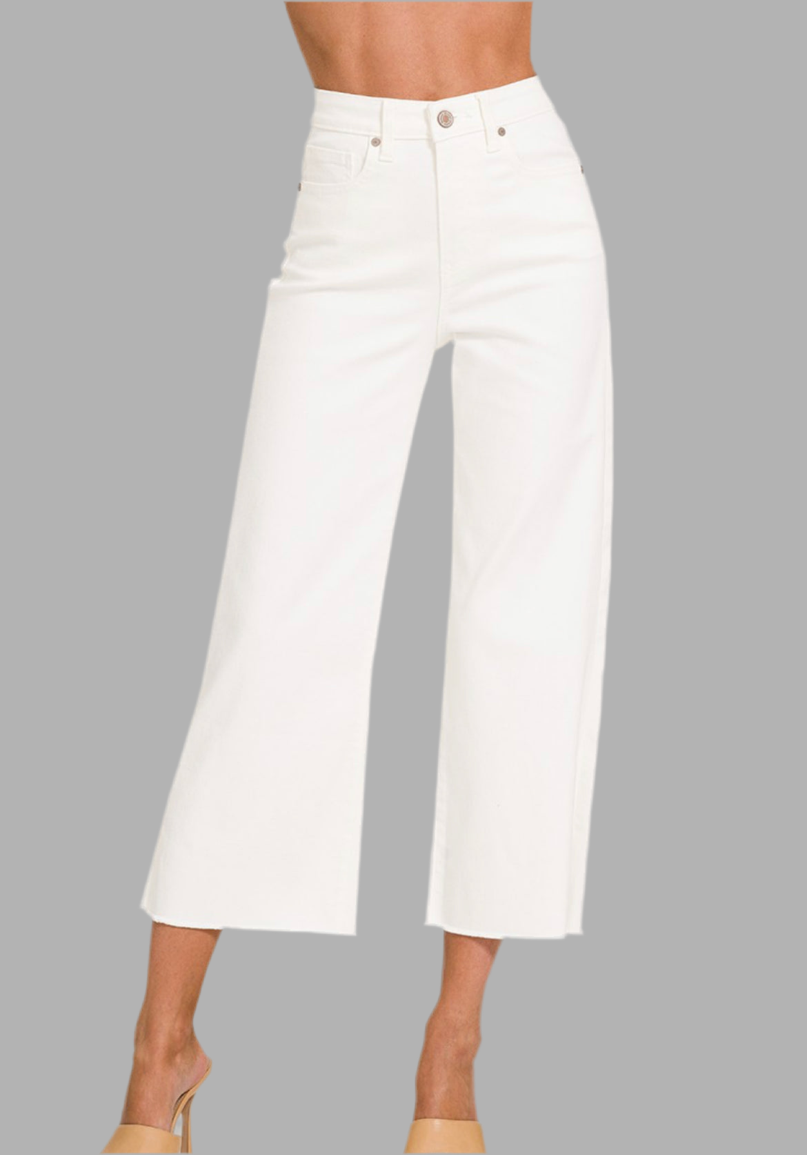 ✨RESTOCK✨ Bless It White Raw Hem Wide Crop Denim
