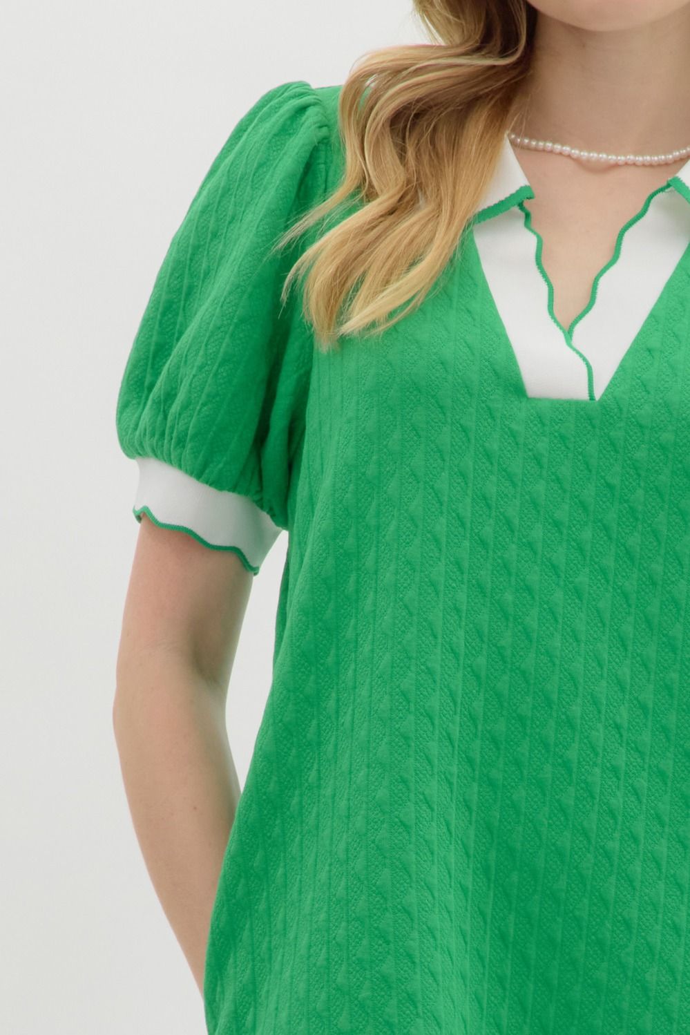 Free Time Scallop Collar Shirt Dress