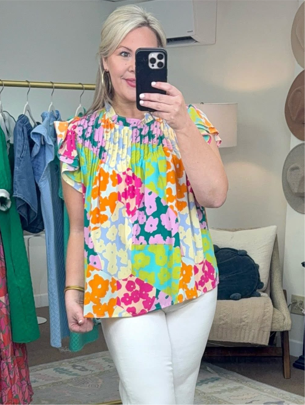 Having Fun Abstract Print Blouse