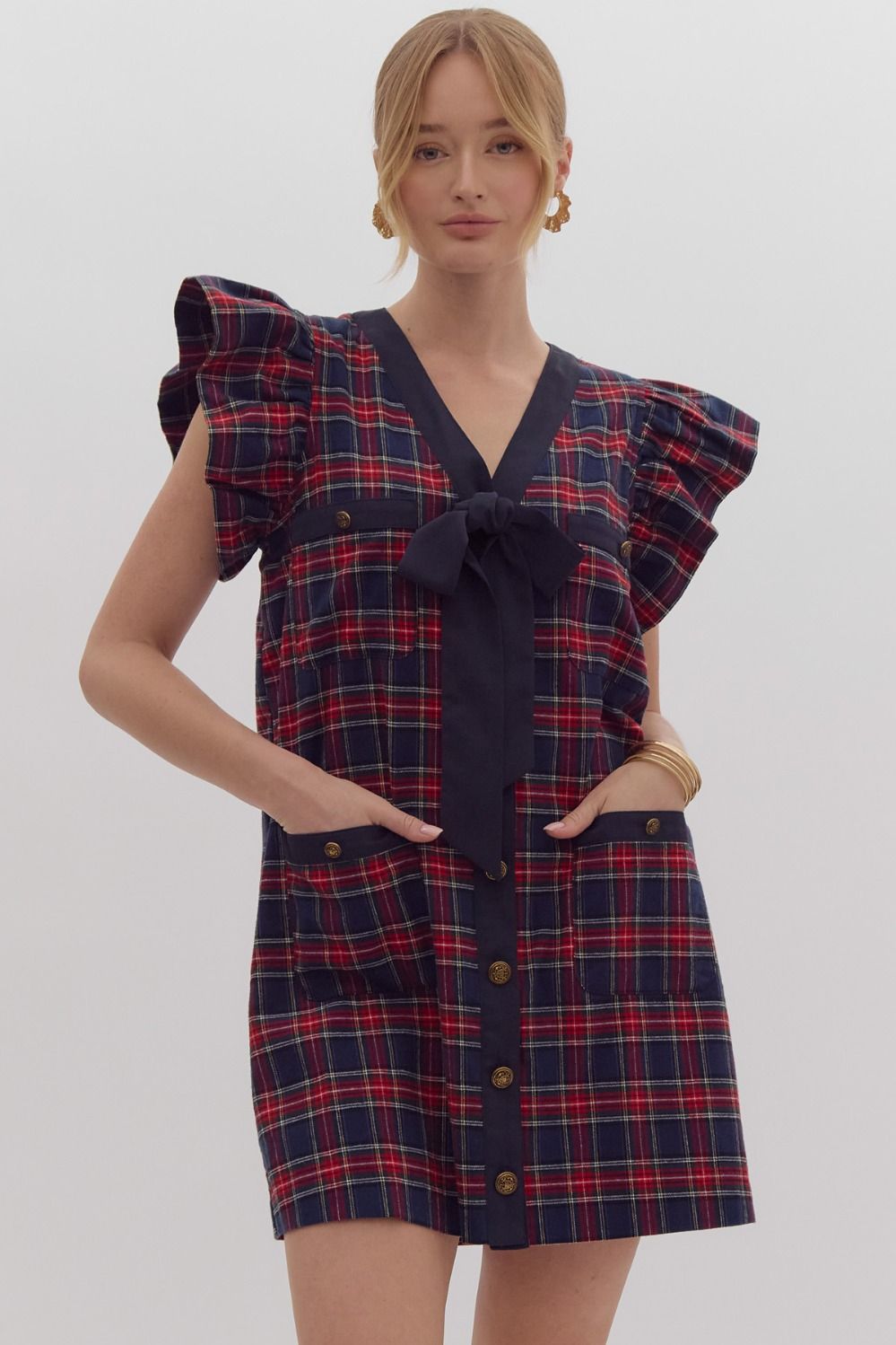 **MORE COLORS** Got It Plaid Ruffle Tartan Dress