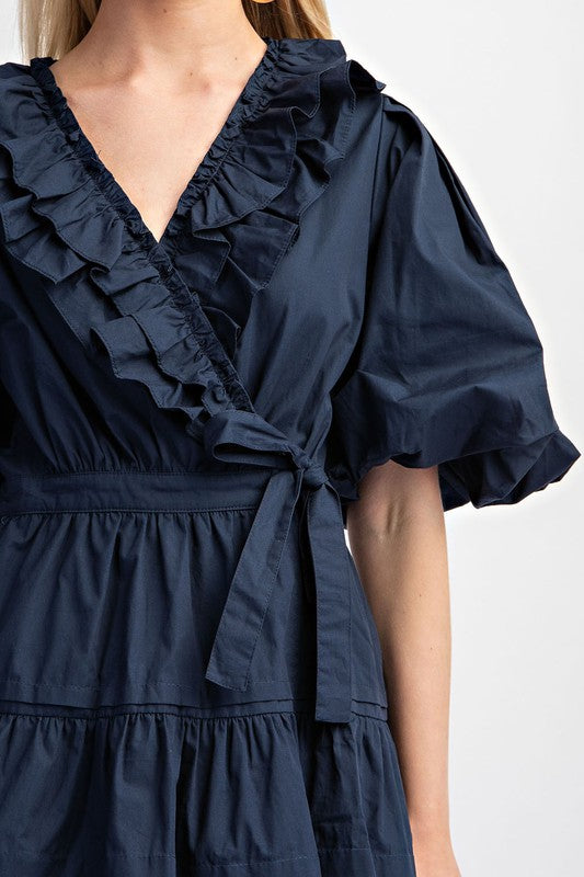 **MORE COLORS** Let’s Go Dancing Tiered Wrap Mini Dress