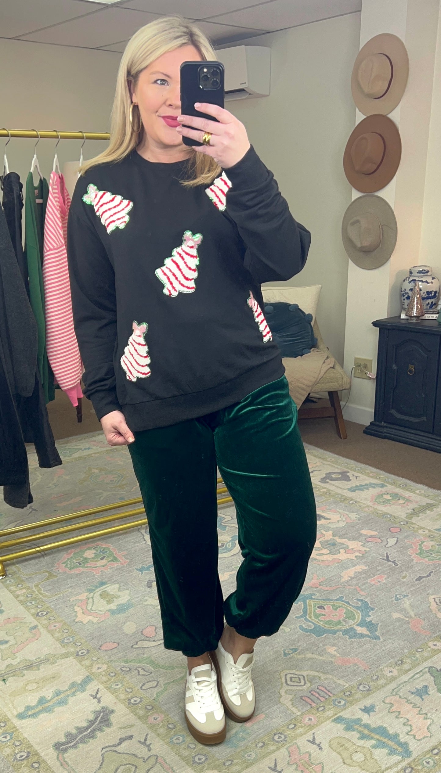 Takes The Cake Sequin Tree Patch Pullover