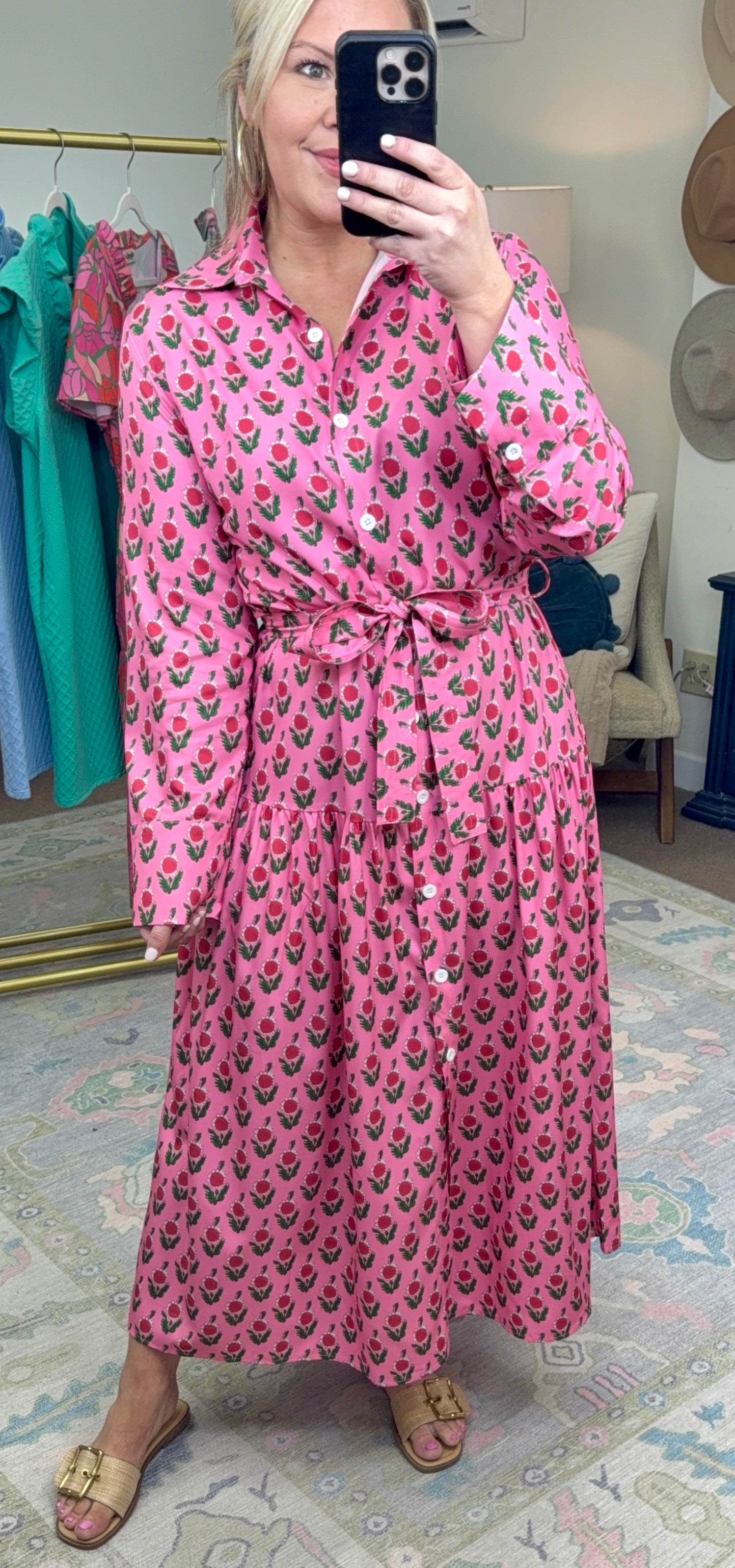 Small Town Sweetheart Pink Print Dress