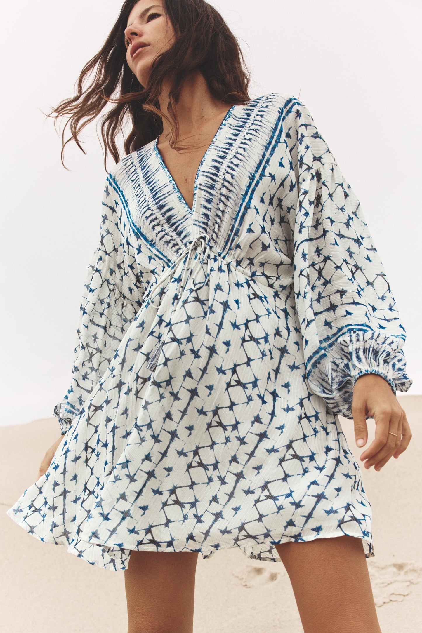 ✨RESTOCK✨ Worlds Apart Metallic Thread Print Dress