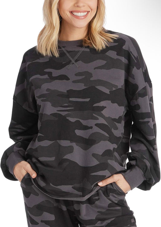 MUD PIE: Miles Pullover Top in Black Camo